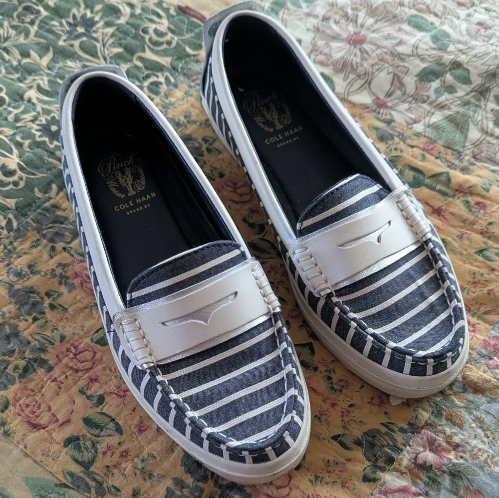 Cole Haan ::  Pink Marine Classics Striped Navy White Loafers